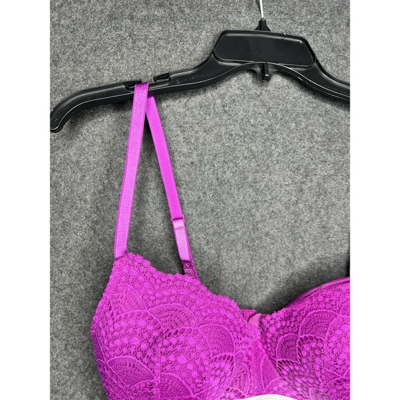 Victorias Secret Women's Pink Lace Logo Bra Size 36D Sexy Lingerie - Picture 3 of 8
